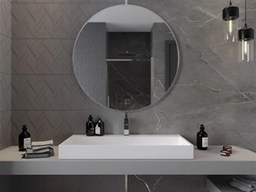 Mexen Loft, kerek fürdőszobai tükör 100 cm, keret színe szálcsiszolt acél, 9850-100-100-000-10
