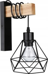 Fali lámpa függeszték E27 lámpa Fa beltéri fali Led fekete