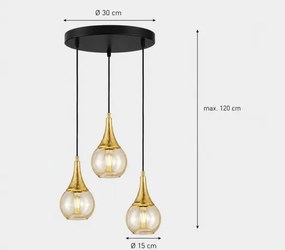 Csillár zsinóron LACRIMA HONEY 3xE27/60W/230V á. 30 cm