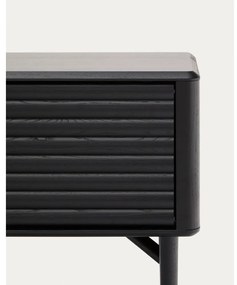 Fekete TV-állvány tölgyfa dekorral 200x57x35 cm Lenon – Kave Home