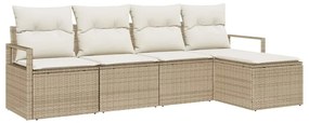 vidaXL Kanapé Szett 5 pcs Bézs polirattan