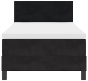 Boxspring Ágy Mattal és LED Fényekkel Fekete 90x200 cm Bársonyos