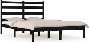 vidaXL fekete tömör fenyőfa ágykeret 200 x 200 cm
