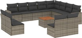 vidaXL 13 részes szürke polyrattan kerti ülőgarnitúra párnákkal