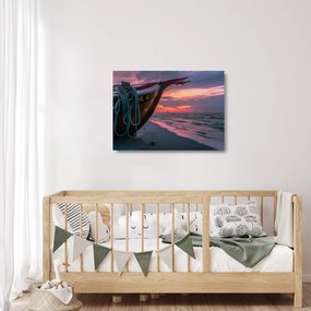 Egy csónak képe a parton (üvegen) (70x50 cm)