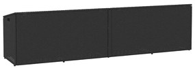 fekete polyrattan kerti tárolóláda 220x50x58 cm