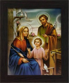 Vászonkép 30x25 Szent Család Jézus Krisztus József Mária Keret Wenge