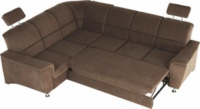 Kinyitható ülőgarnitúra, barna szövet, balos, SANTIAGO