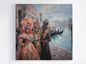 Vászonkép Canvas Farsang Velence Maszkok Gondolák Olaszország Játék 80x80