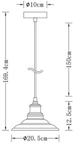 Lámpa Mennyezeti lámpatest LORET M,8854,AC220-240V,50/60Hz,1*E27,max.40W,átmérő 20,5cm,IP20,egyes,szürke
