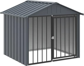 vidaXL fekete horganyzott acél kutyakennel tetővel 117x103x102 cm