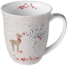 Karácsonyi porcelán bögre Sniffing Deer