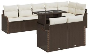 9 részes kerti kanapészett párnákkal Barna Poli Rattan, 2 üléses kerti kanapé párnákkal Barna Poli Rattan
