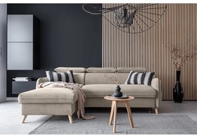 Bézs bársony kinyitható sarokkanapé (bal oldali) Sweet Harmony – Miuform