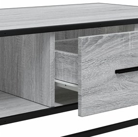 szürke sonoma szerelt fa és fém dohányzóasztal 100 x 57 x 35 cm