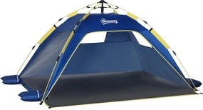 Outsunny Összecsukható Tengerparti Sátor – UV Védelemmel, Vízálló Hordtáskával 1-2 Embernek, 220 x 173 x 120 cm Sötétkék | Aosom