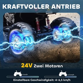 AIYAPLAY Elektromos gyermek quad, 24 V-os elektromos jármű 4 kerékkel, fényszórókkal, USB porttal, MP3, lila