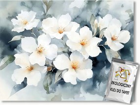 Fotótapéta Flizelina Akvarell Természet Fehér Virágok Jázmin 150x105 ragasztó