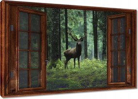 Vászonkép 60x40 Szarvas az erdő közepén