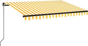 vidaXL sárga és fehér kézzel kihúzható napellenző 350 x 250 cm