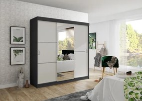 Bill 2 200 Tolóajtós Szekrény 200cm, Grafit-Fehér