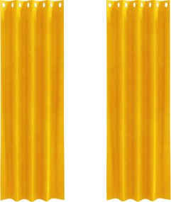 vidaXL Sötétítő függönyök 2 pcs Mustár sárga 140 x 245 cm Bársony