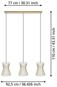 Eglo 99636 - Csillár zsinóron MASETA 3xE27/40W/230V arany