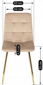 Szék krém színben, bársony kárpittal. YORK