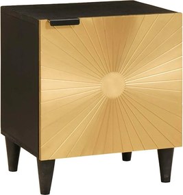 vidaXL Éjjeliszekrény Fekete és Arany 40 x 33,5 x 46 cm Tömör akácfa