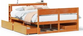 vidaXL viaszbarna tömör fenyőfa ágy matrac nélkül 140 x 190 cm