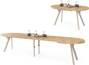 Mazzoni Ovális bővíthető étkezőasztal EXPANSO Artisan Tölgy / kasmír lábak
