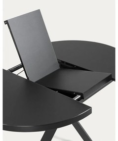 Fekete kerek bővíthető étkezőasztal üveg asztallappal ø 160 cm Vashti – Kave Home