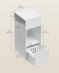 Éjjeliszekrény, gyors összeszerelés, 2 nyitott rekesz, 1 fiók, Hófehér