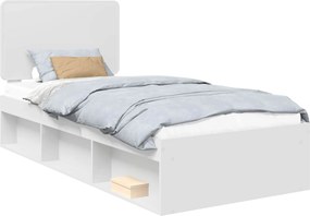 vidaXL Ágykeret fejtámlával Fehér 90 x 200 cm Tömör fenyőfa