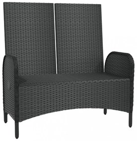 fekete polyrattan dönthető kerti pad párnákkal 107 cm