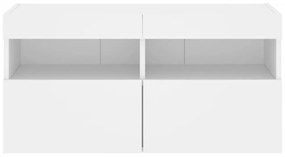 fehér falra szerelhető TV-szekrény LED-lámpákkal 80x30x40 cm