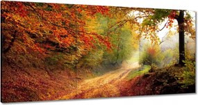 Vászonkép 120x60 Út az erdőben ősz