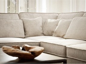 Krémszínű zsenília sarokkanapé (bal oldali-L alakú) Kirou – Maison de Rêve