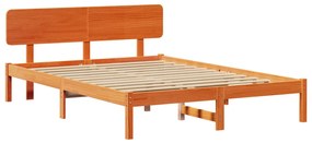 Ágykeret fejtámlával gyanta barna 200x200 cm tömör fenyőfából