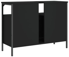 fekete szerelt fa fürdőszobai mosdószekrény 80 x 30 x 60 cm