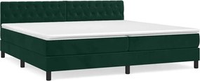 vidaXL sötétzöld bársony rugós ágy matraccal 200x200 cm