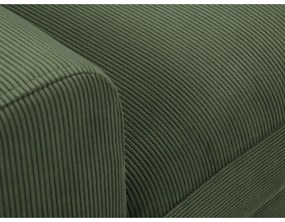 Zöld kordbársony kinyitható tárolóhelyes sarokkanapé (jobb oldali-heverő résszel) Kyoto – Cosmopolitan Design