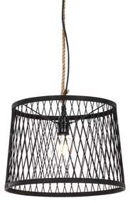 Rusztikus kültéri lógólámpa fekete rattannal 40 cm - Calamus