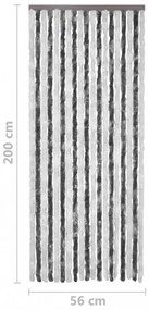 szürke és fehér zsenília rovarfüggöny 56 x 200 cm