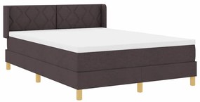 Boxrugós ágy matracmal Sötétbarna és fehér 160 x 200 cm szövet
