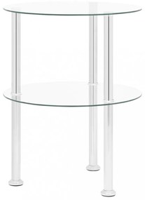 322787 2-Tier Side Table Transparent 38 cm Tempered Glass