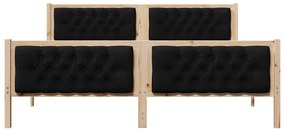 Ágykeret fejtámlával Fekete 160 x 200 cm Tömör fenyőfa