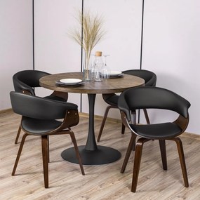 Elegáns Étkezőszék Dió/Fekete Eco-bőr Kárpittal. GARY