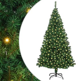 vidaXL Mű karácsonyfa 300 LED-del Zöld 180 cm PVC és Acél és Műanyag