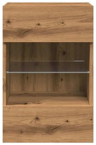2 db kézműves tölgy színű fali TV-szekrény LED-del 40x30x60,5cm